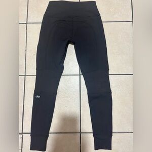 ALO Yoga Black Leggings High Waist Ribbed Knee Cuff Sculpting